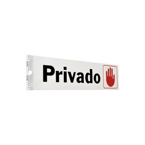 LETRERO PRIVADO EN ALUMINIO PARA PUERTA  20.3 X 5.1 CM