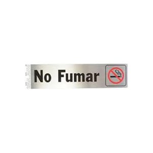 LETRERO NO FUMAR EN ALUMINIO PARA PUERTA  20.3 X 5.1 CM