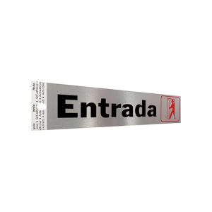 LETRERO ENTRADA EN ALUMINIO PARA PUERTA  20.3 X 5.1 CM