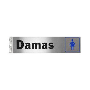 LETRERO DAMAS EN ALUMINIO PARA PUERTA  20.3 X 5.1 CM