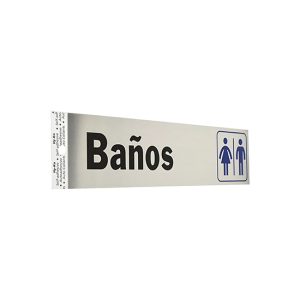 LETRERO BAÑOS EN ALUMINIO PARA PUERTA  20.3 X 5.1 CM