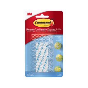 CLIPS DECORATIVOS COMMAND TRANSPARENTE MINI 20 UNIDADES